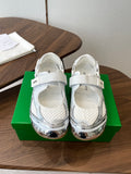 Bottega Veneta Orbit Flash Mary-Jane Sneakers Silver White