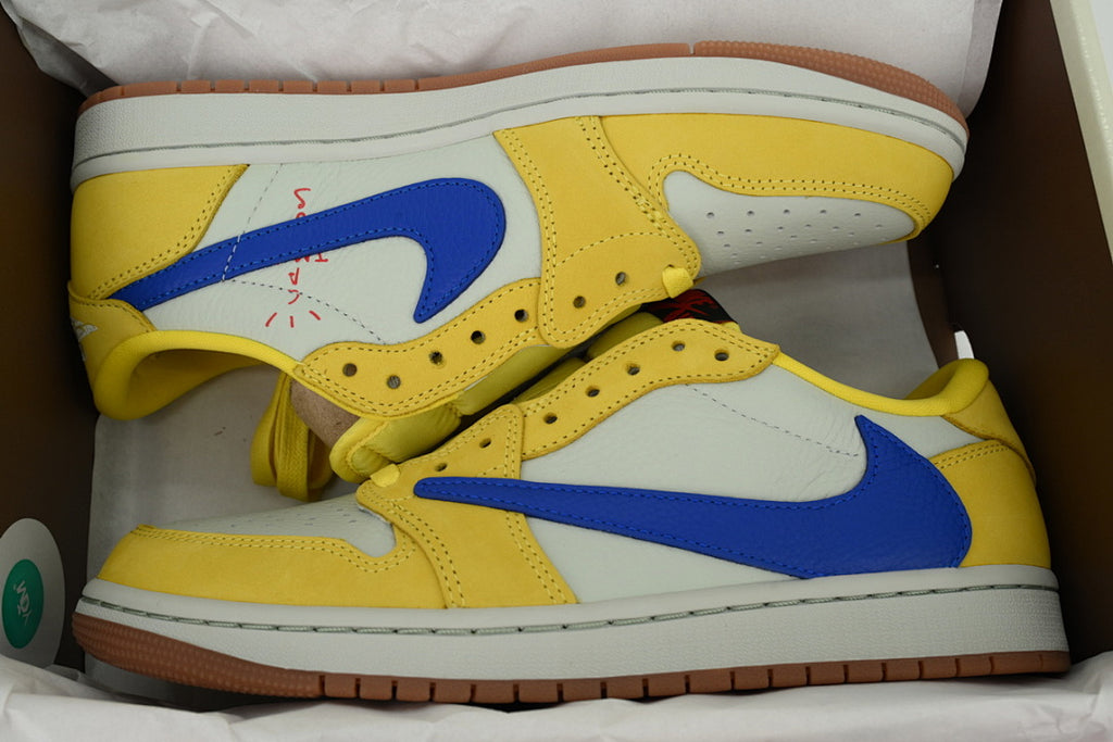 Travis Scott x Air Jordan 1 Low OG Canary Basketball Sneakers Yellow