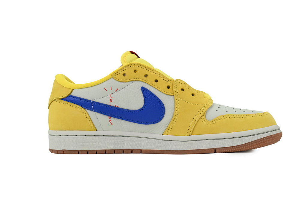 Travis Scott x Air Jordan 1 Low OG Canary Basketball Sneakers Yellow