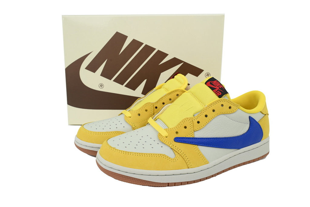 Travis Scott x Air Jordan 1 Low OG Canary Basketball Sneakers Yellow