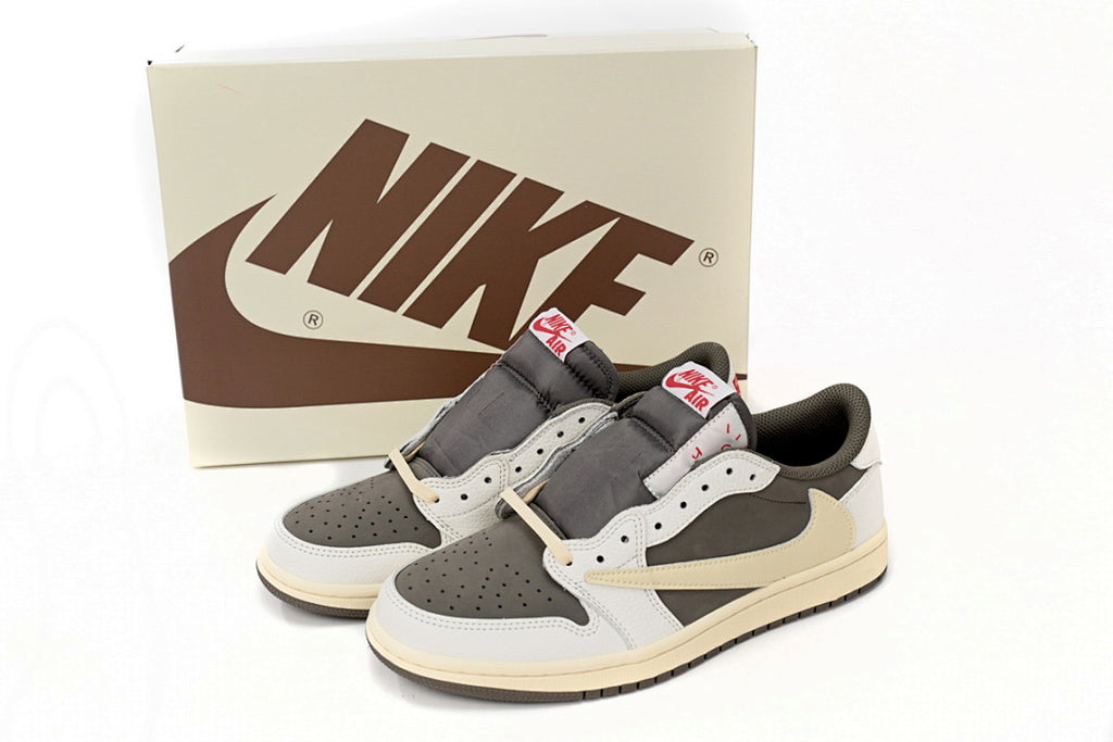 Travis Scott x Air Jordan 1 Low Reverse Mocha Sneakers White Brown